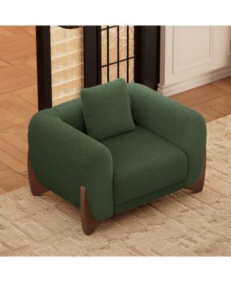 Contemporary Sherpa Boucle Accent Arm Chair Upholstered Living Room Chairs with Waist Cushion