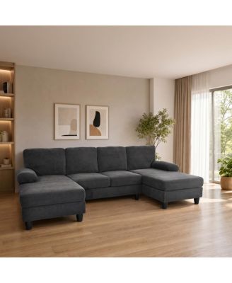 Upholstery U-Shaped Sofa with Dual Chaises and Upholstered Armrests