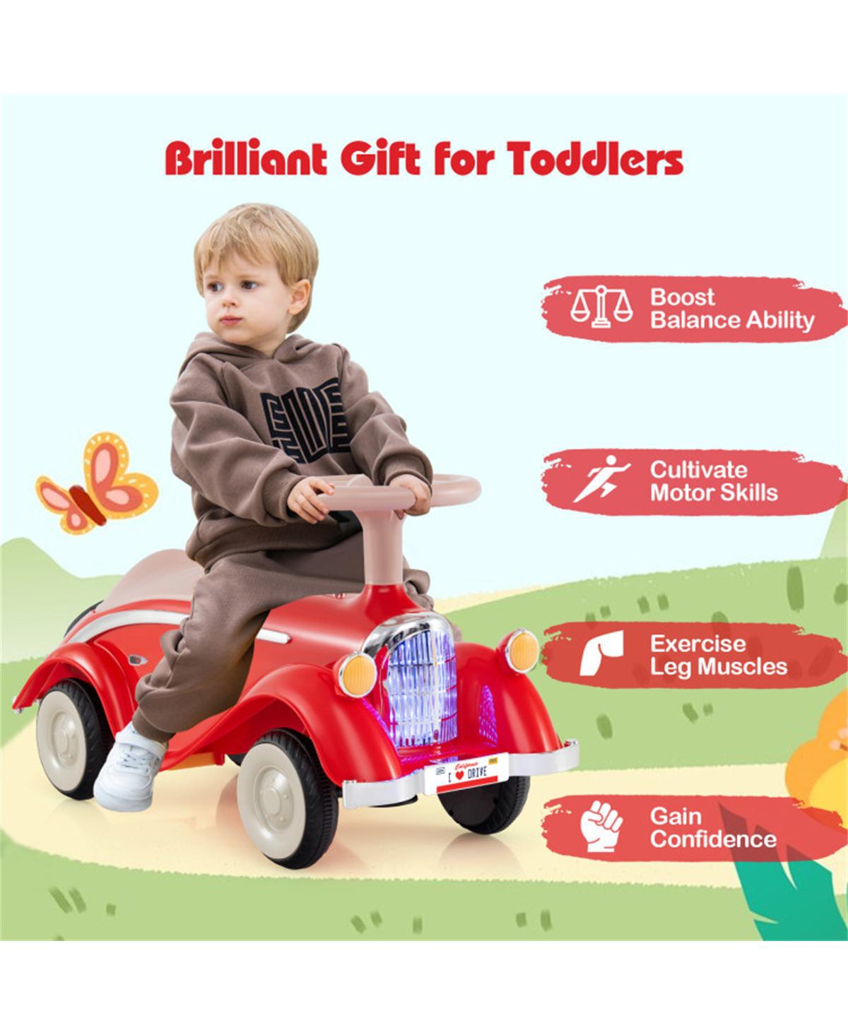 Sevorley Toddler Foot-to-Floor Ride-On Push Car with Horn, Lights and Storage, Ages 19-36 Months