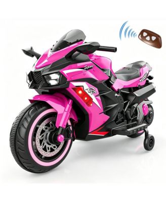 12V Kids Electric Ride-On Motorcycle with Music, Training Wheels, Rechargeable, Ages 3-6