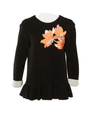 Women's Floral Sequin Ruffled Hem Top