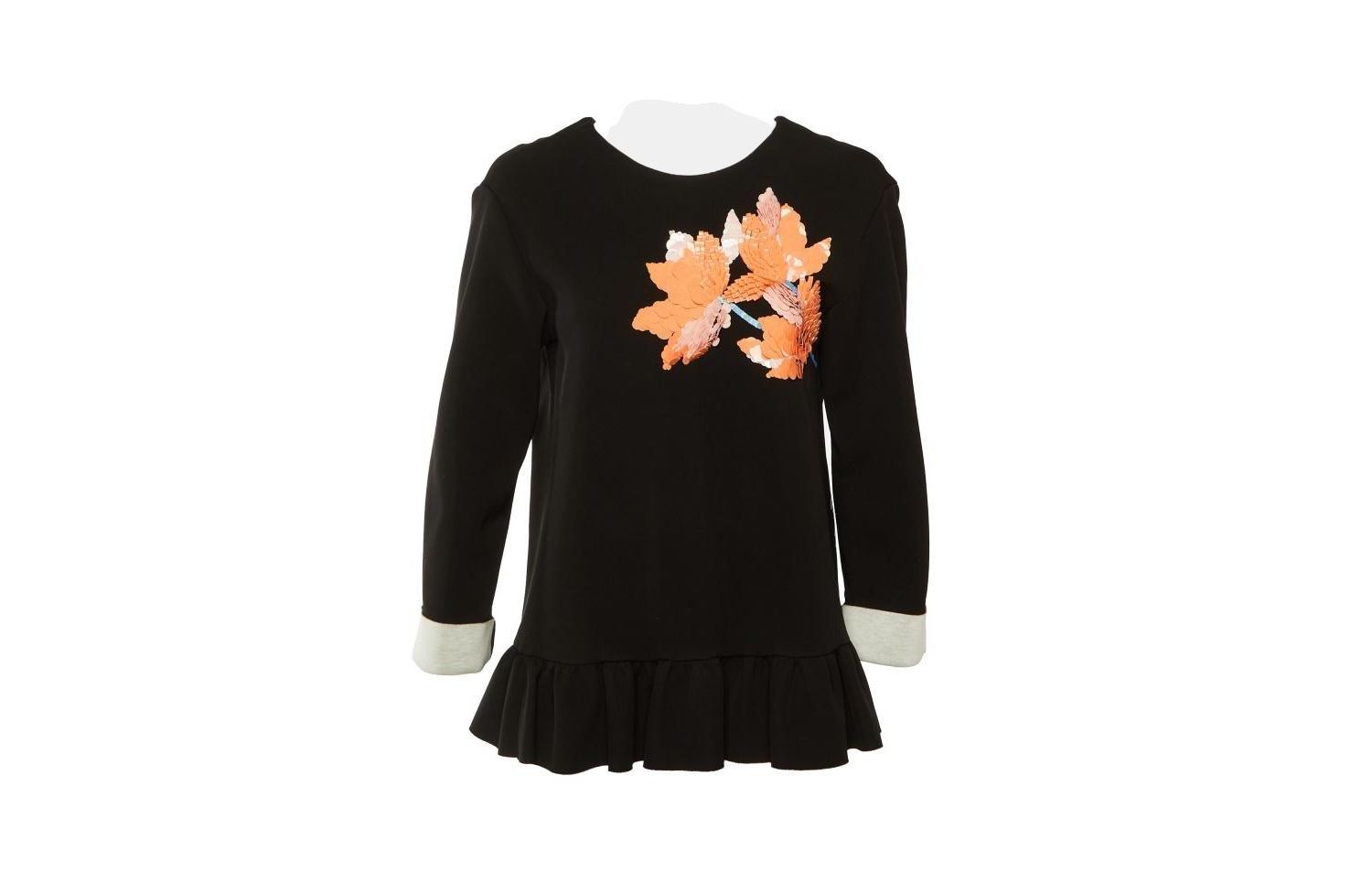 Women's Floral Sequin Ruffled Hem Top