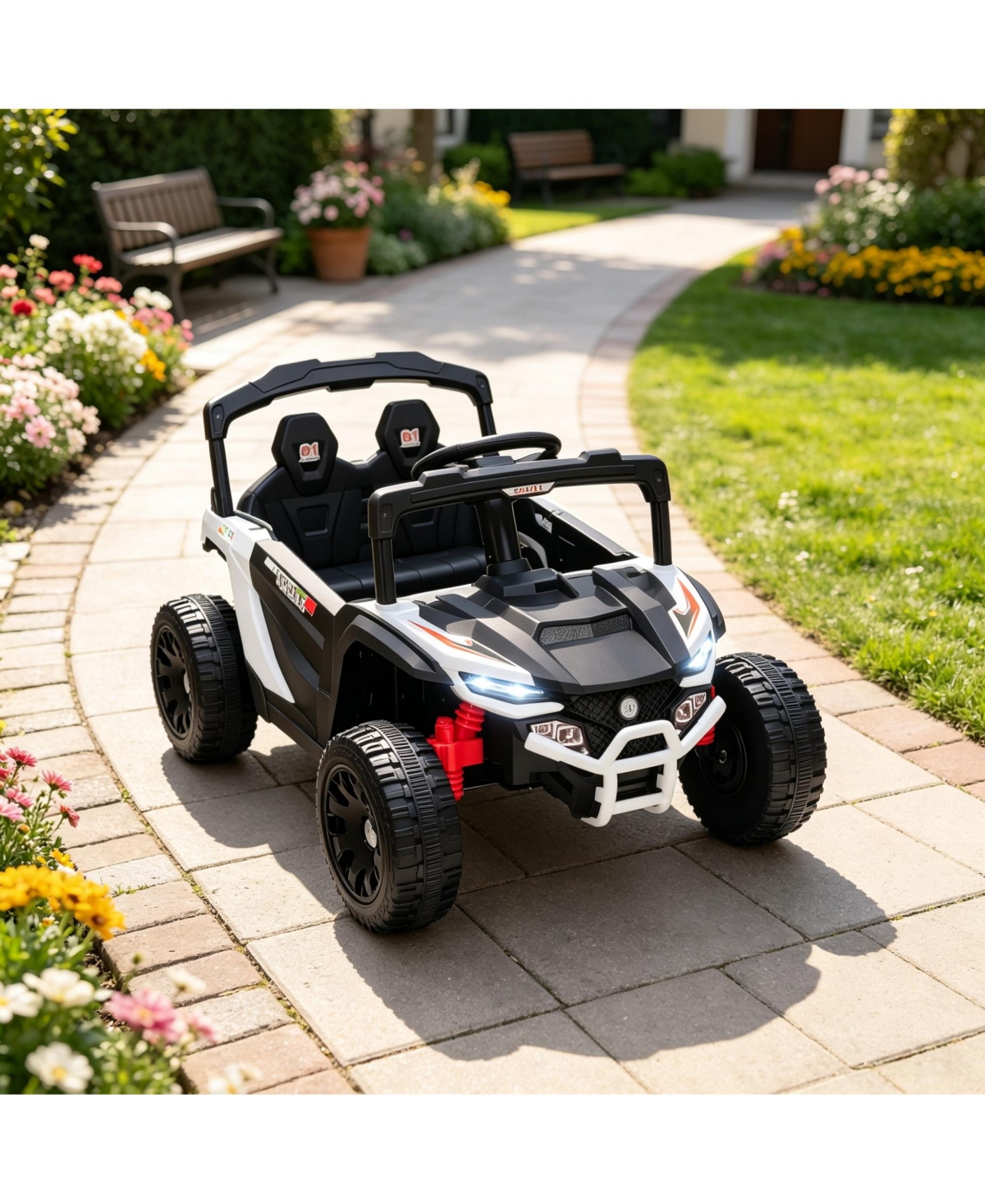 Sevorley 12V Kids Electric Utv Ride-On Truck with Parental Remote Control, Wheel Suspension and Led Lights, Ages 3-5 - White