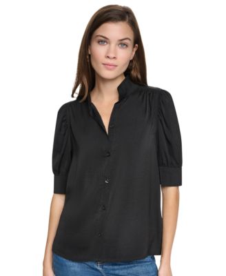 Petite Puff-Sleeve Button-Front Shirt