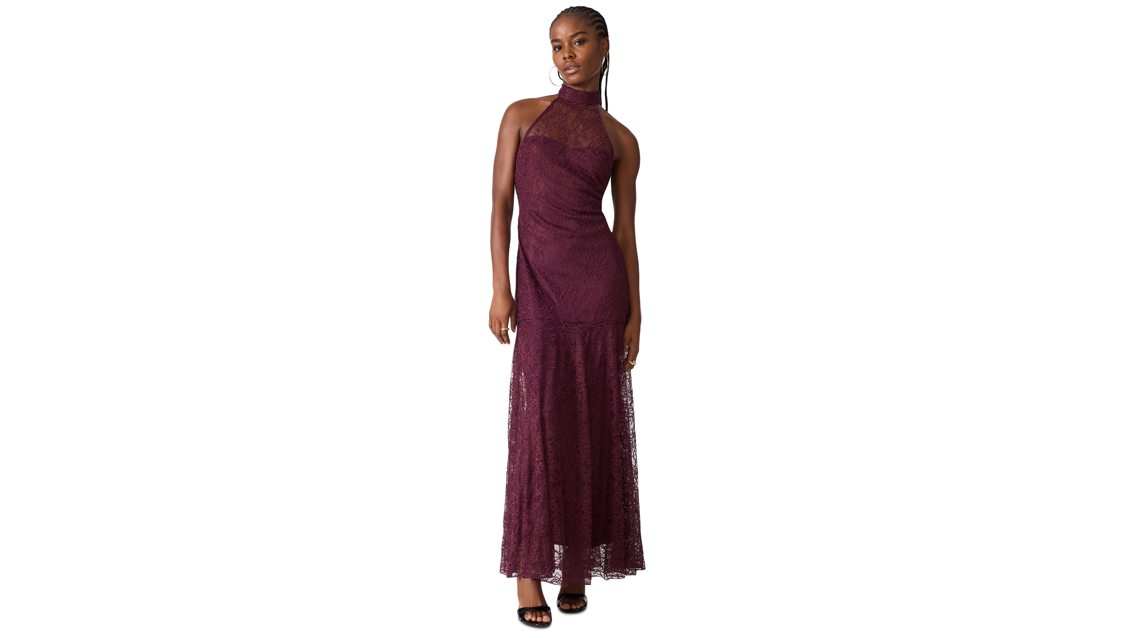 Steve Madden Juniors Izzi Halter Sleeveless Lace Dress
