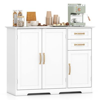 40 Inch Modern Kitchen Sideboard Buffet Cabinet with Slim Metal Handles and Adjustable Shelf