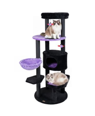 Gothic Cat Tree for Indoor Cats 60'' Cat Tower with Plush Perch Condo Hammock