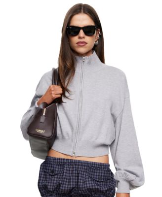 Women's Little J Knit Mock-Neck Long-Sleeve Zipper Cropped Sweater