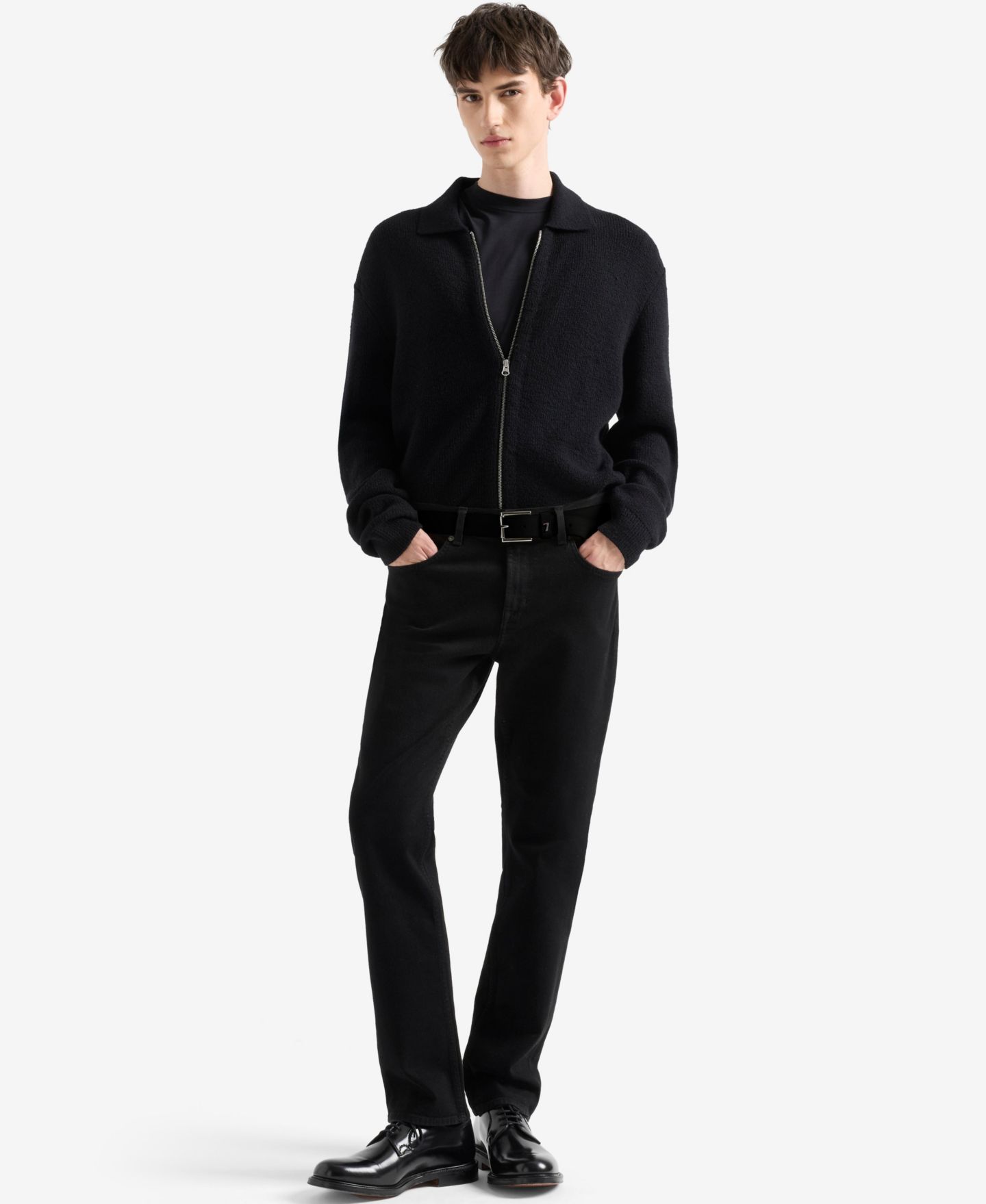Мужской свитер 7 For All Mankind Full-Zip, цвет: Чёрный — фото 2