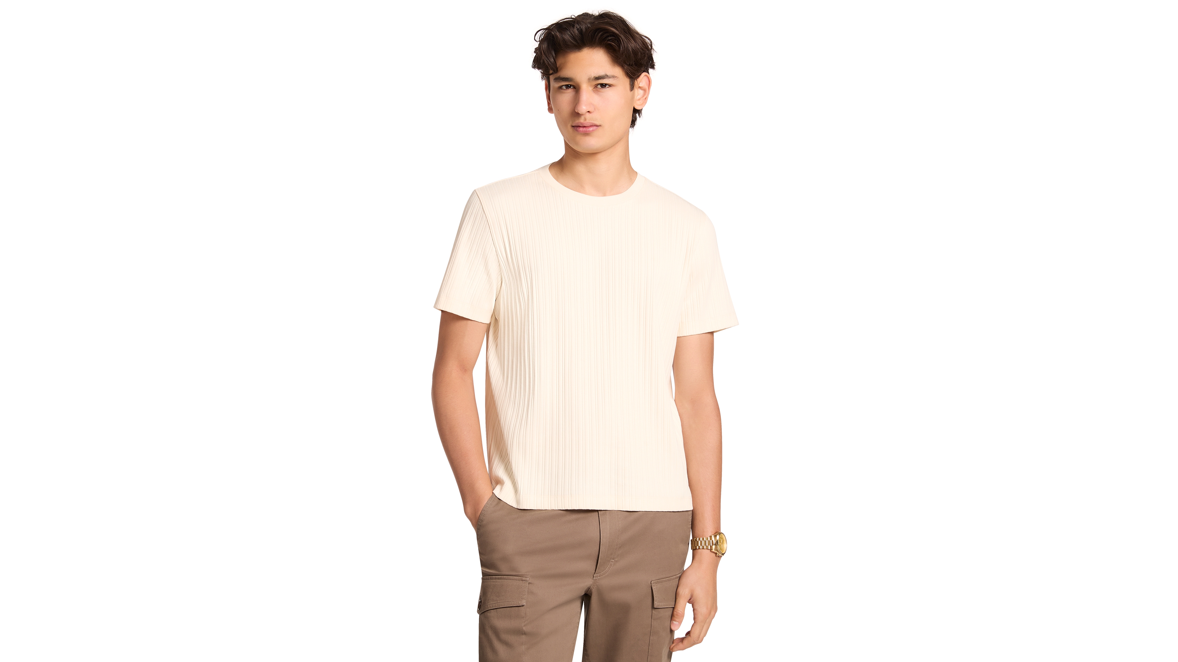 Michael Kors Men's Variegated-Rib Crewneck T-Shirt