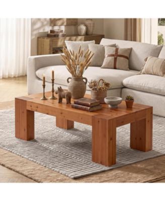 55.12'' Solid Wood Coffee Table, Modern Farmhouse,Rectangle