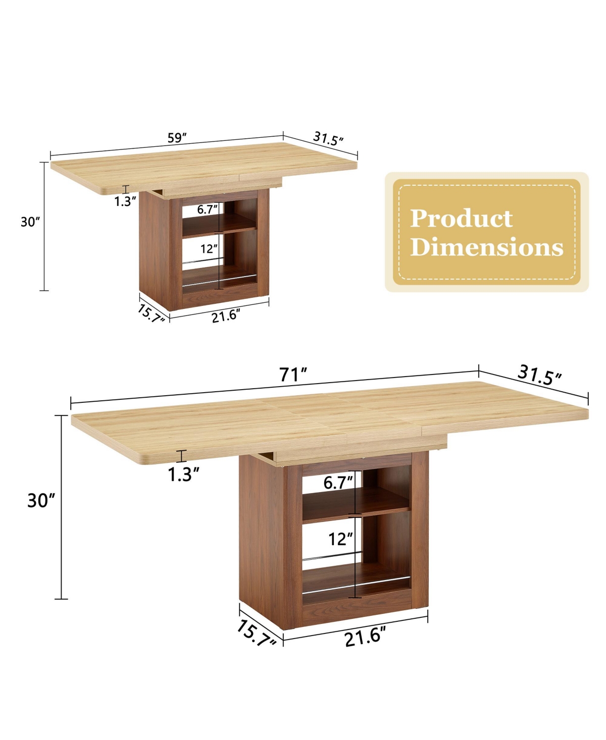 Flynama Expandable Mdf Dining Table with Storage, Finish