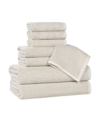 Destin Viscose Blend Absorbent Quick Dry Solid Ribbed Design 8-Piece Towel Set
