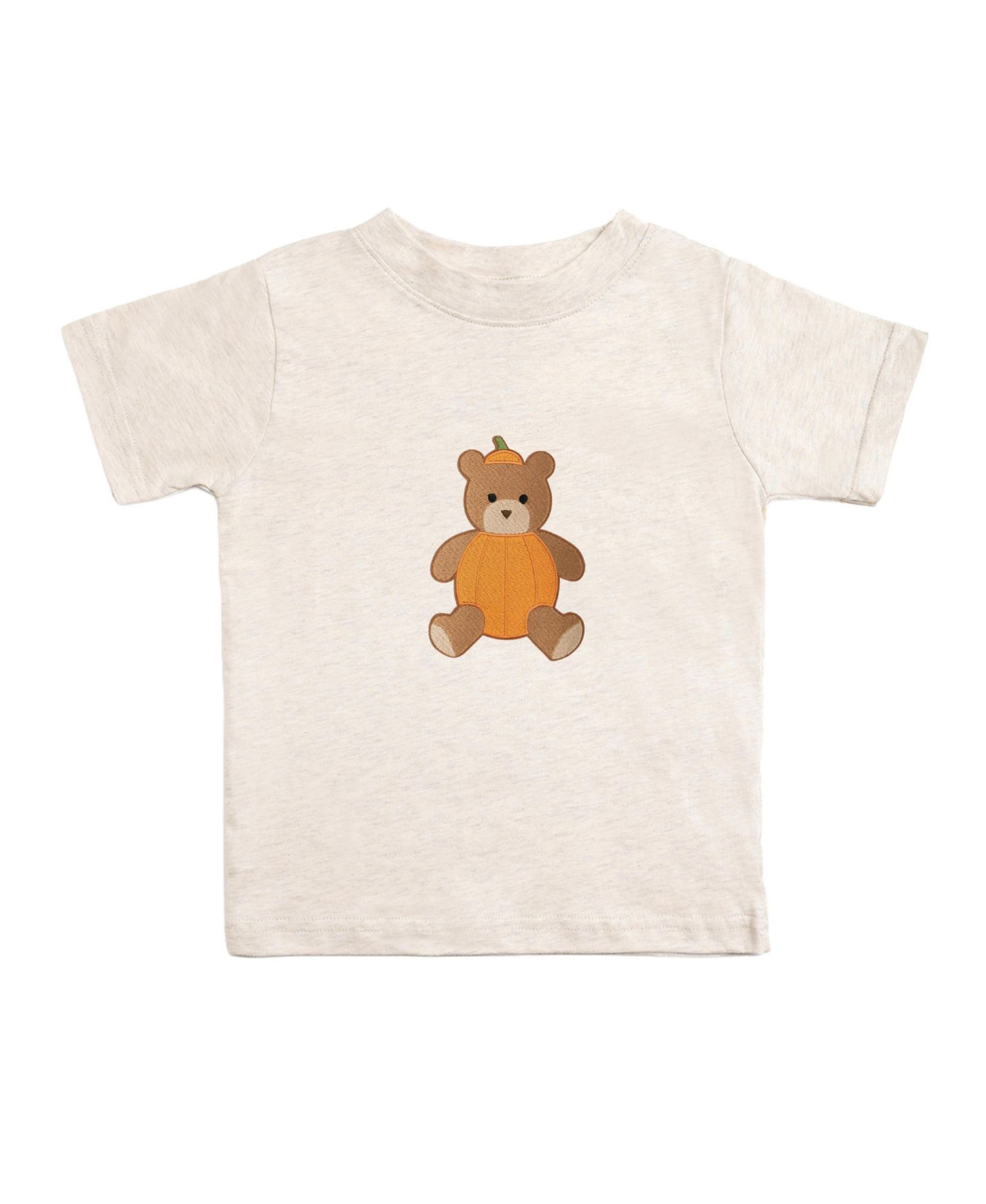 Little Boys Pumpkin Teddy Bear Patch Short Sleeve T-Shirt