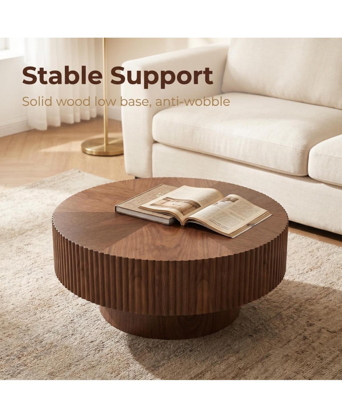 Streamdale Furniture 31.49'' Round Pedestal Coffee Table, Walnut