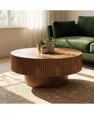31.49'' Round Pedestal Coffee Table, Walnut