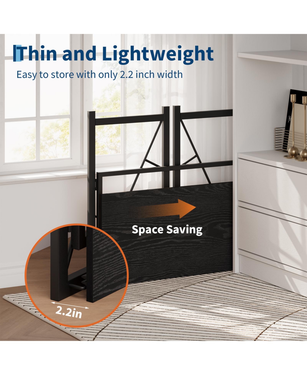 gaomon Folding Computer Desk with Side Storage Bag and Accessory Hook, Compact Modern Home Office Workstation, Space-Saving Writing