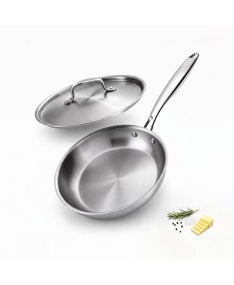 Megacasa 8-Inch Triple-Ply Stainless Steel Fry Pan with Lid