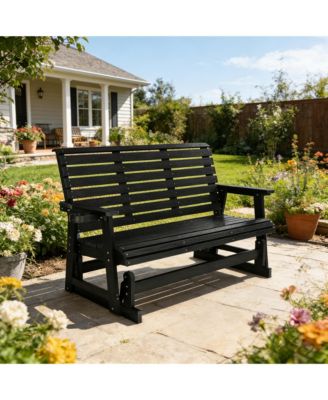 3 Seater HIPS Patio Glider Bench, Weather Resistant Outdoor Glider with High Backrest and 700 lb Capacity for Porch, Patio and Backyard