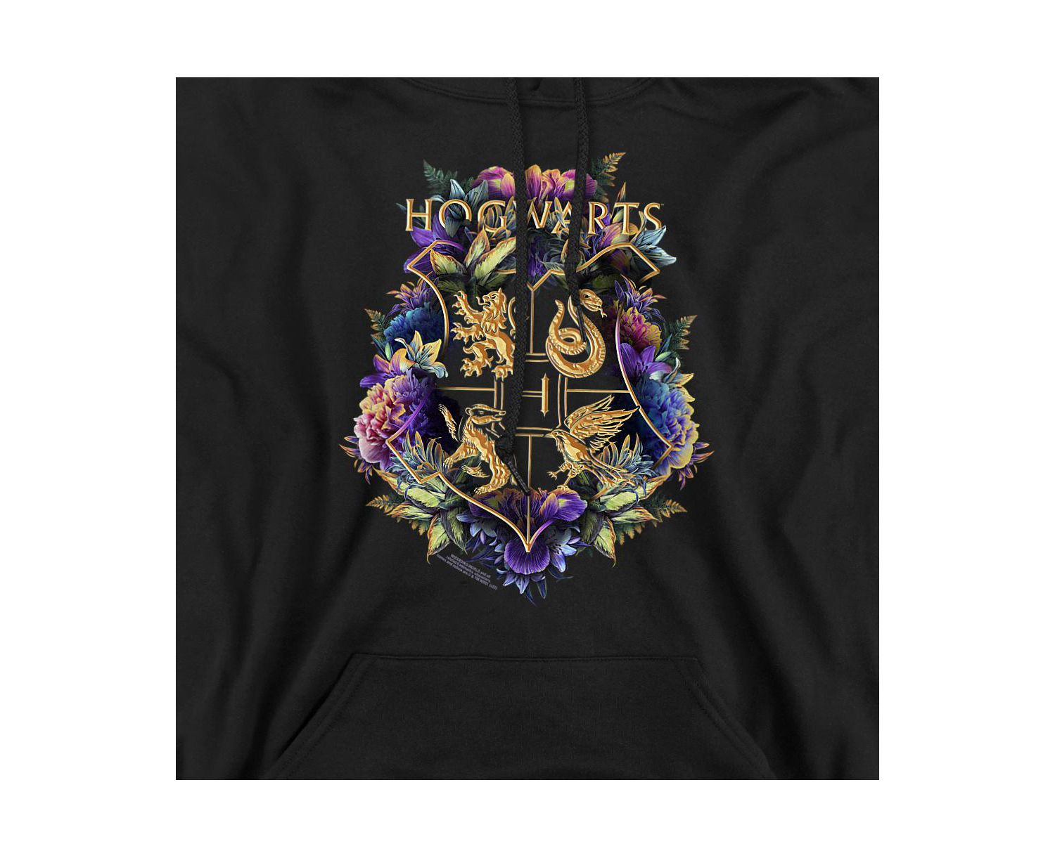 Men's Hogwarts Floral Foliage Crest Graphic Pull-Over Hoodie