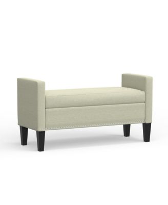 Storage Bench with Arms, Nailhead Trim