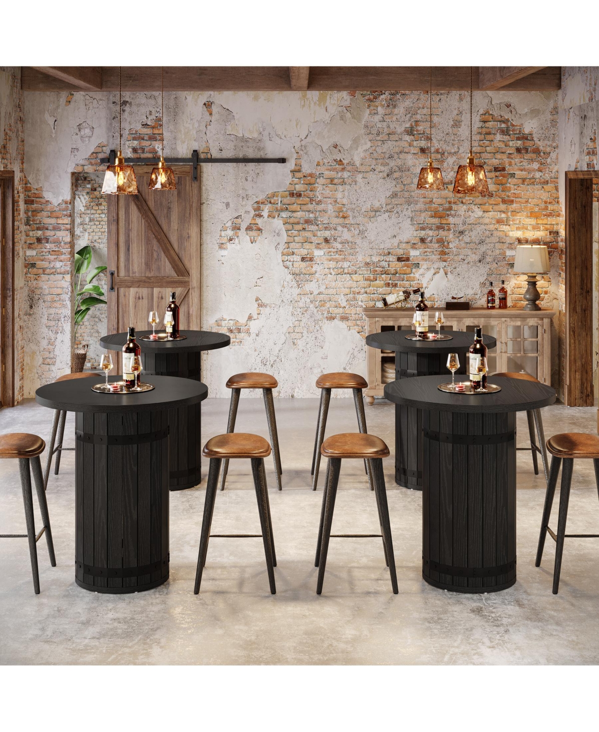 Tribesigns Round Bar Table, 39.4-Inch Bar Height, Bistro Pub Table