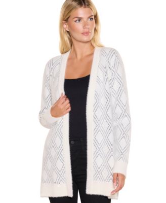 Women's Open-Front Long-Sleeve Eyelash Cardigan