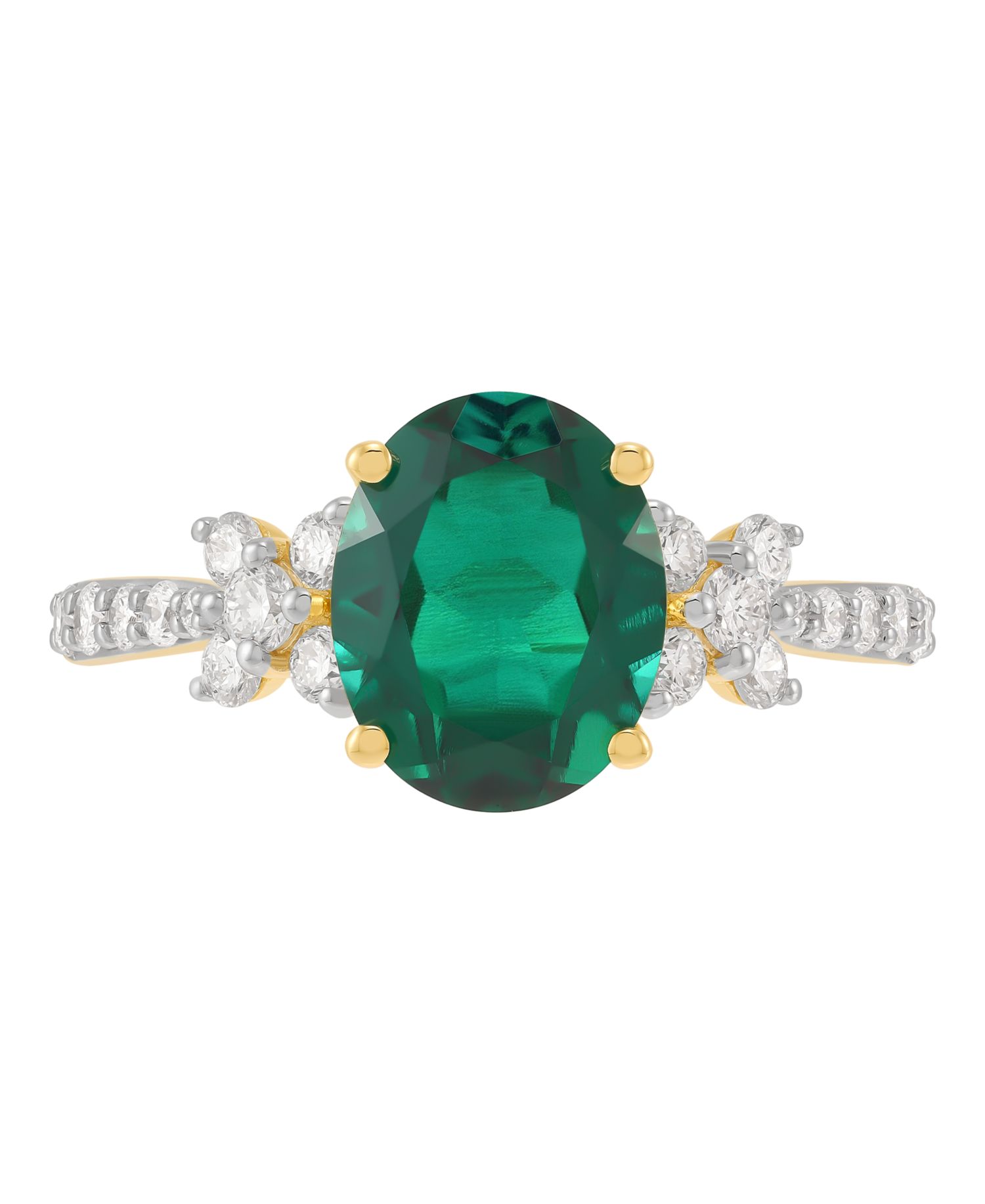 Lab-Grown Ruby (3-1/2 ct. t.w.) & Lab-Grown Diamond (1/2 ct. t.w.) Ring in 14k Yellow Gold (Also available in Lab-Grown Emerald and Lab-Grown Sapphire)
