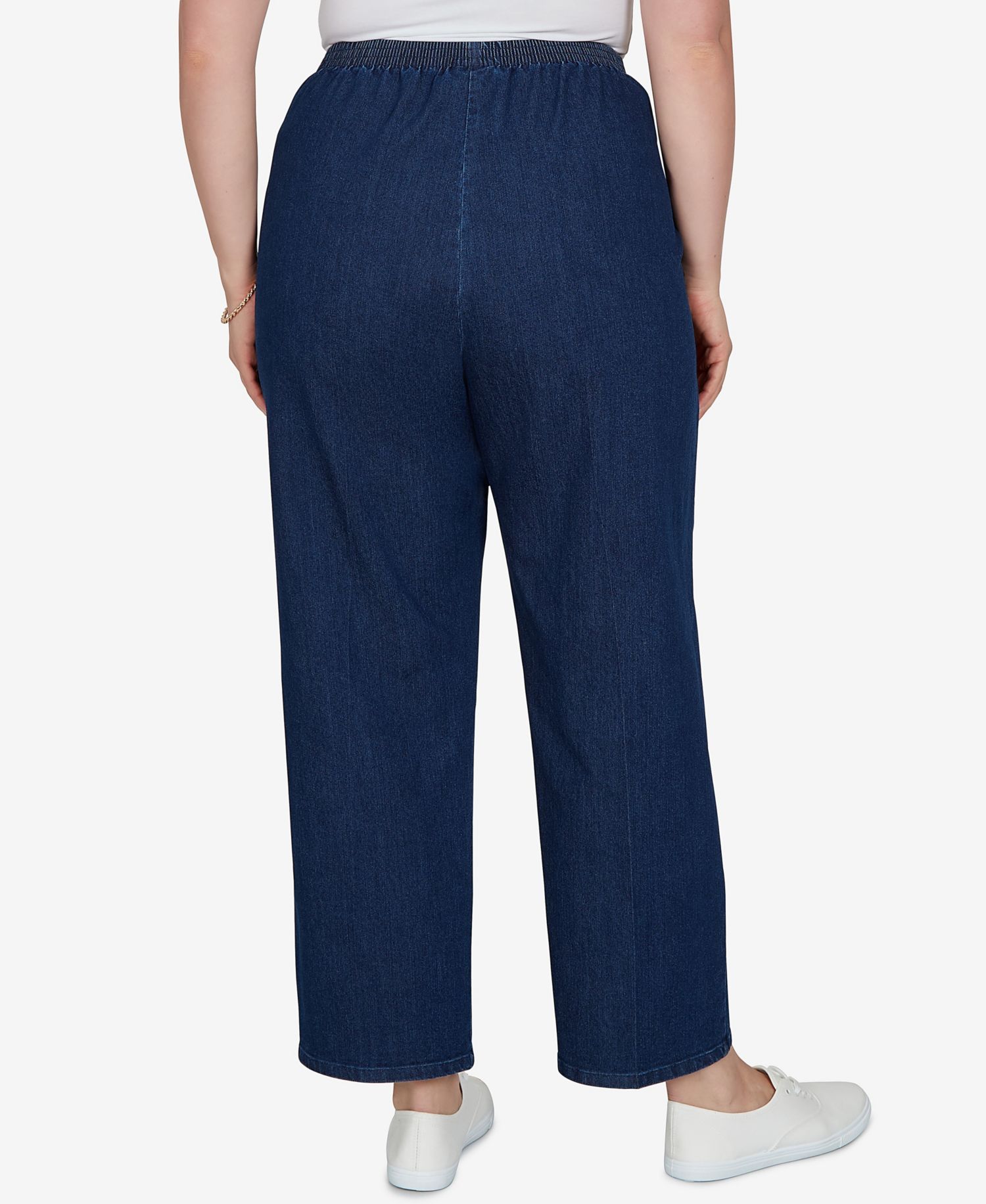 Plus Size Pull-On Mid-Rise Denim Pants