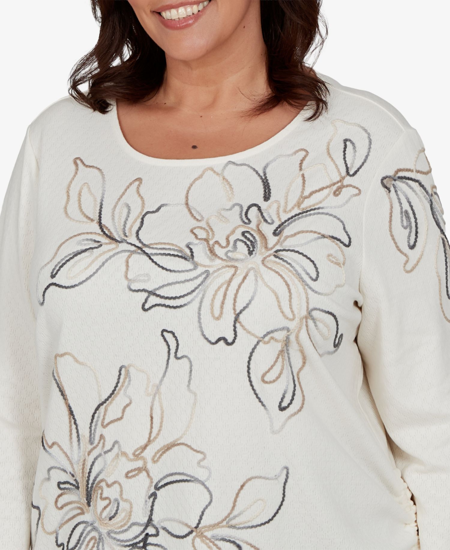 Plus Size Floral 3/4-Sleeve Top