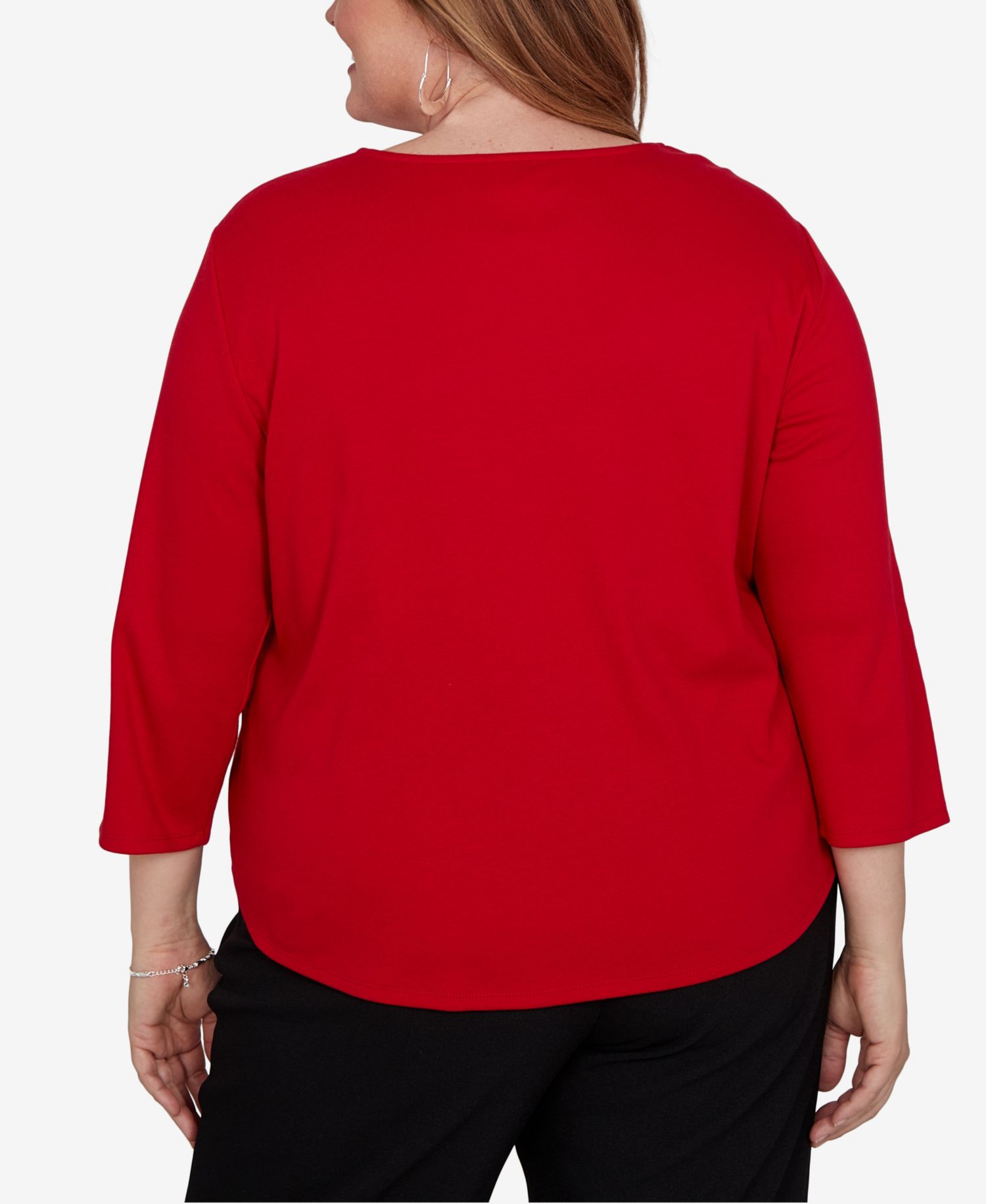 Plus Size Keyhole 3/4-Sleeve Top