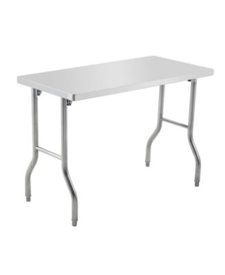 48" Foldable Stainless Steel Outdoor Table with Adjustable Feet, Portable Worktable