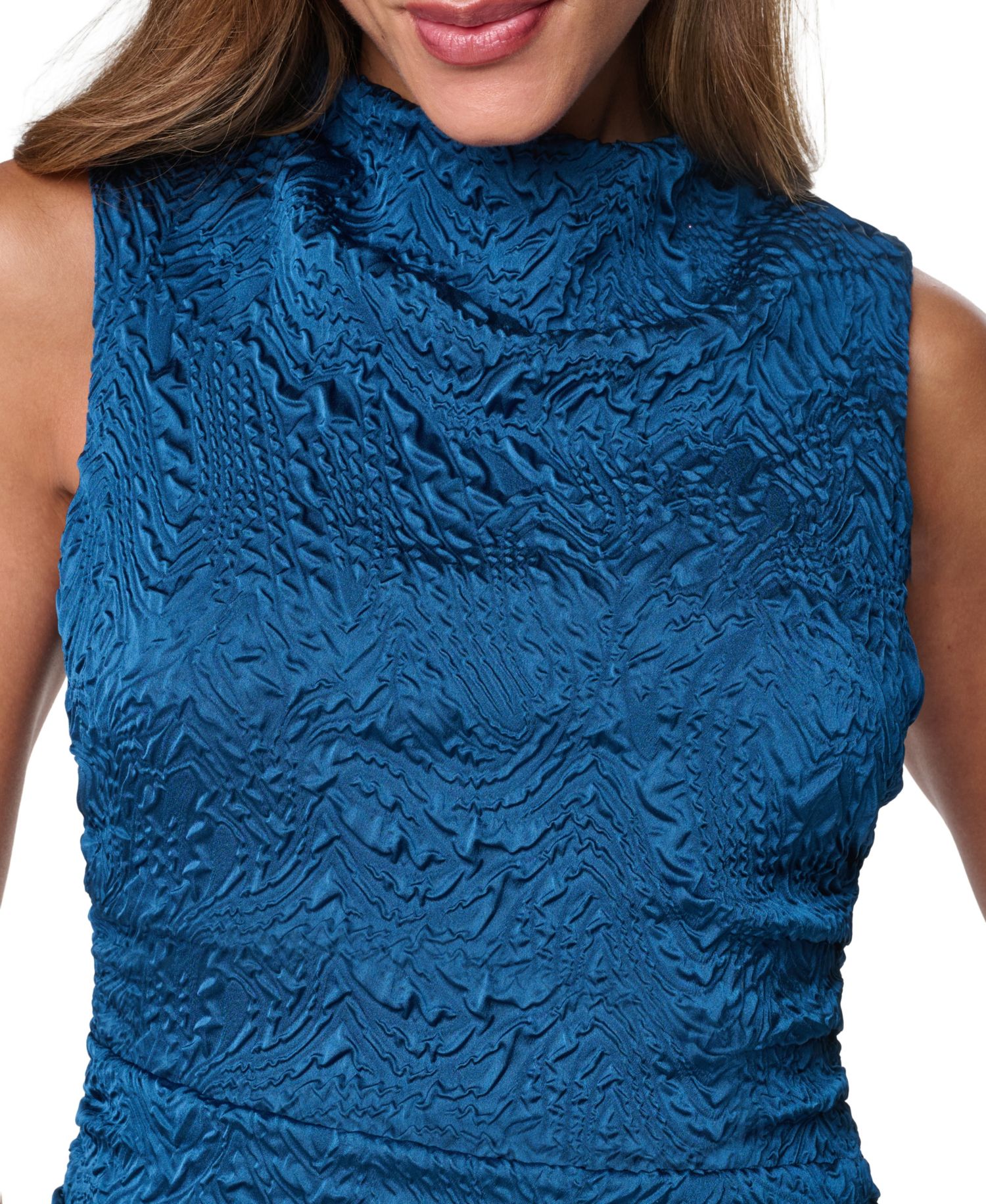 Petite Cowl-Neck Novelty-Knit Sleeveless Dress