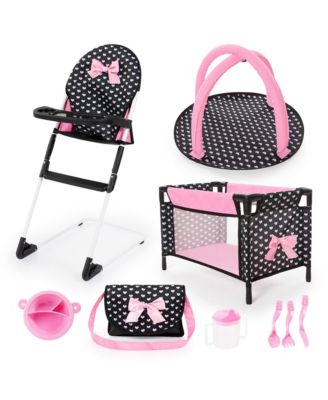 Travel 9-Piece Doll Accessory Set with Highchair, Ages 3+