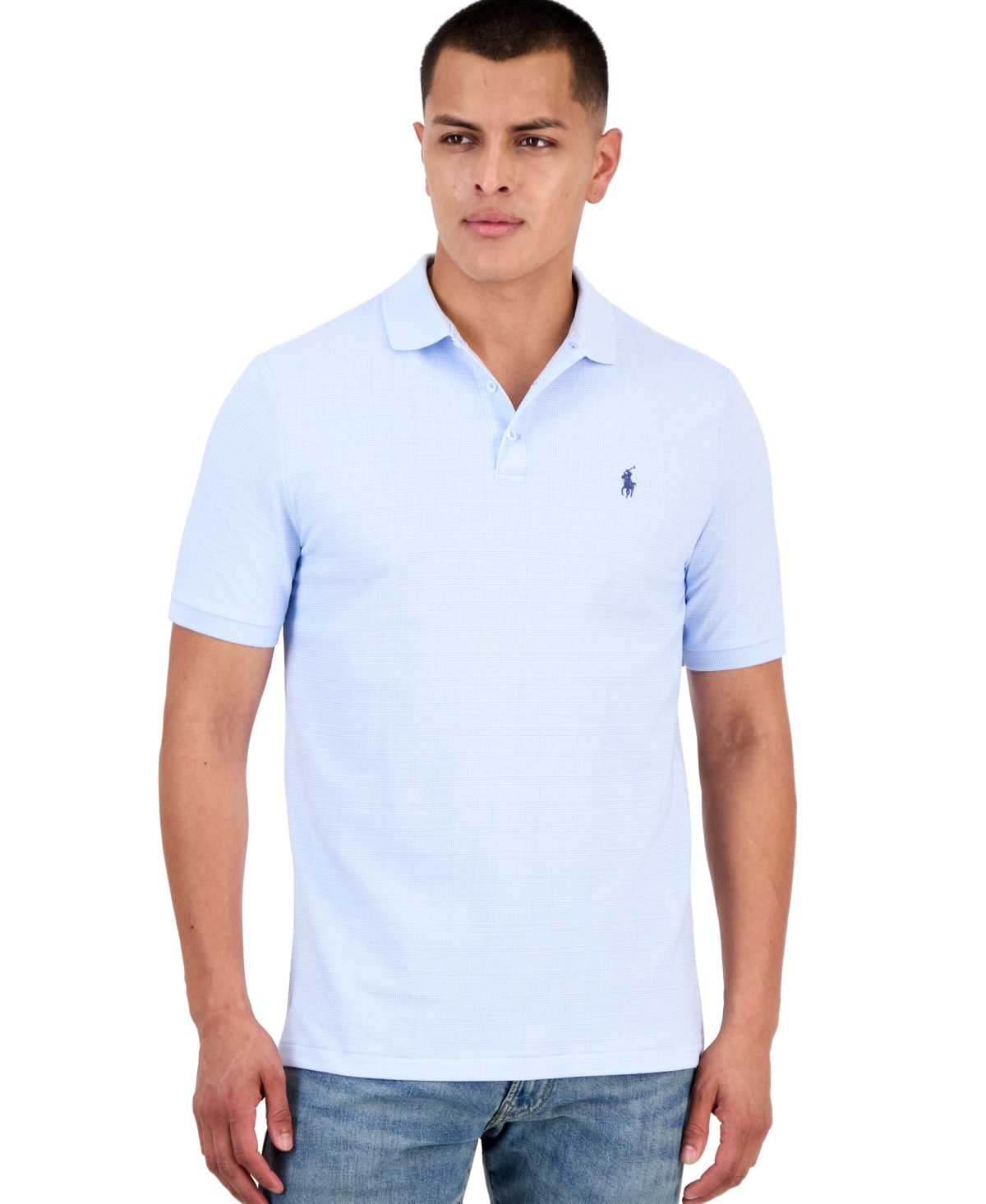 Polo Ralph Lauren Men's Stretch Mesh Glen-Plaid Classic-Fit Shirt