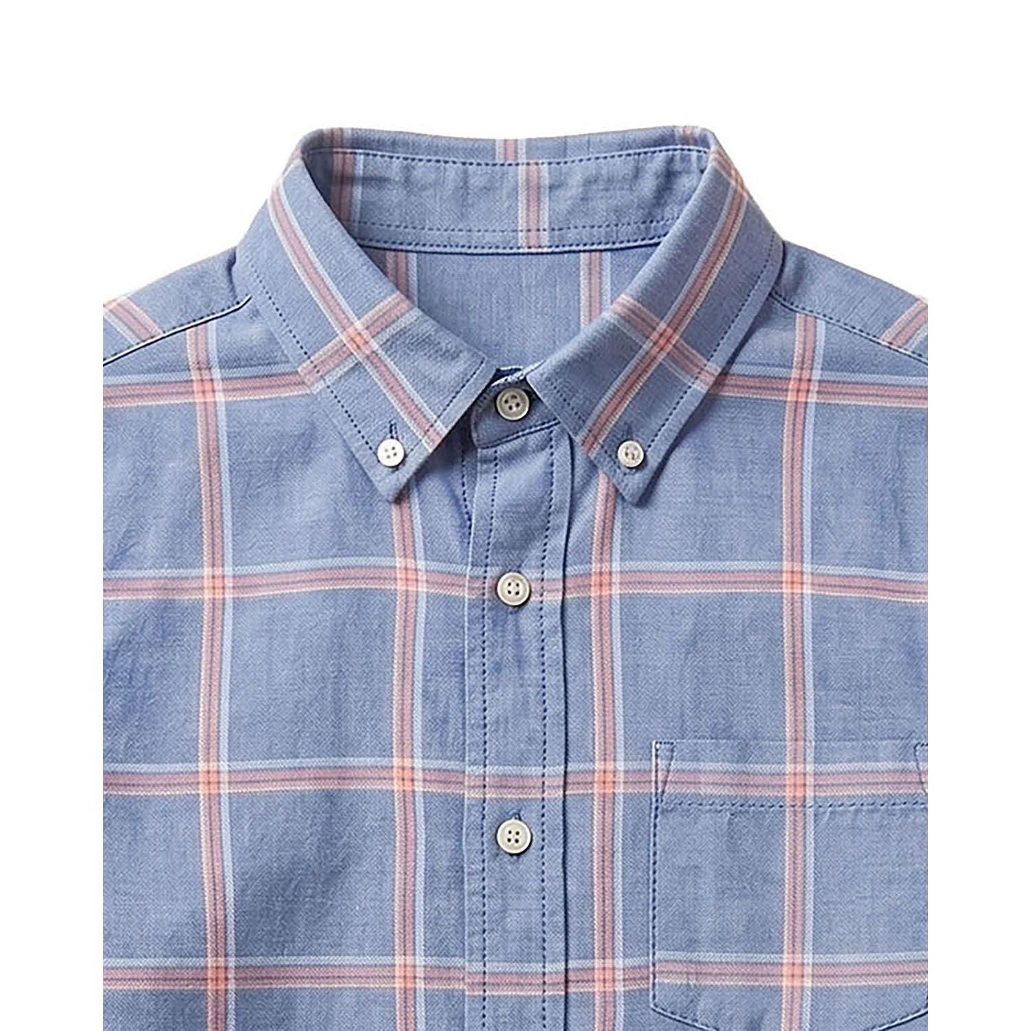 Little and Big Boys' S- XL Organic Long Sleeve Stretch Poplin Shirt
