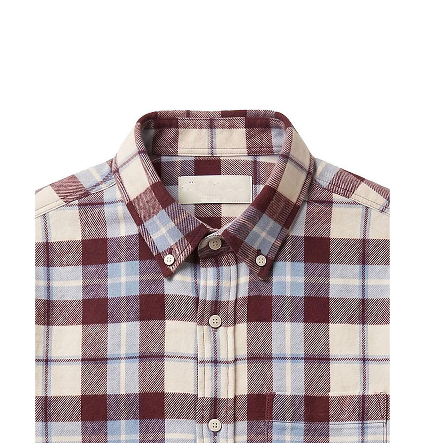 Рубашка Hope & Henry Organic Long Sleeve Flannel Shirt для мальчиков, цвет: Бордовый / Синий — фото 2