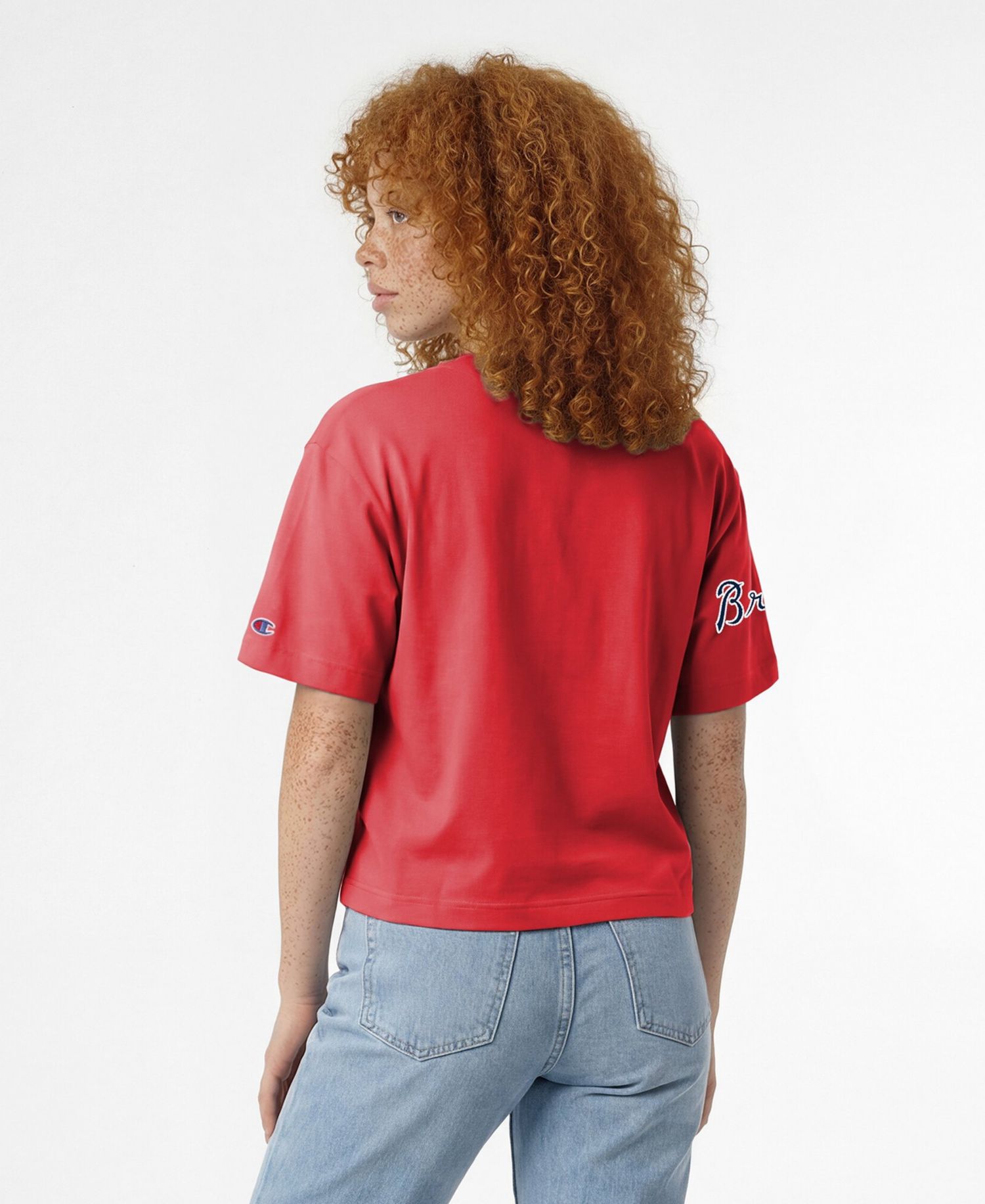Women's Atlanta Braves Distressed Oversized-Fit Graphic T-Shirt