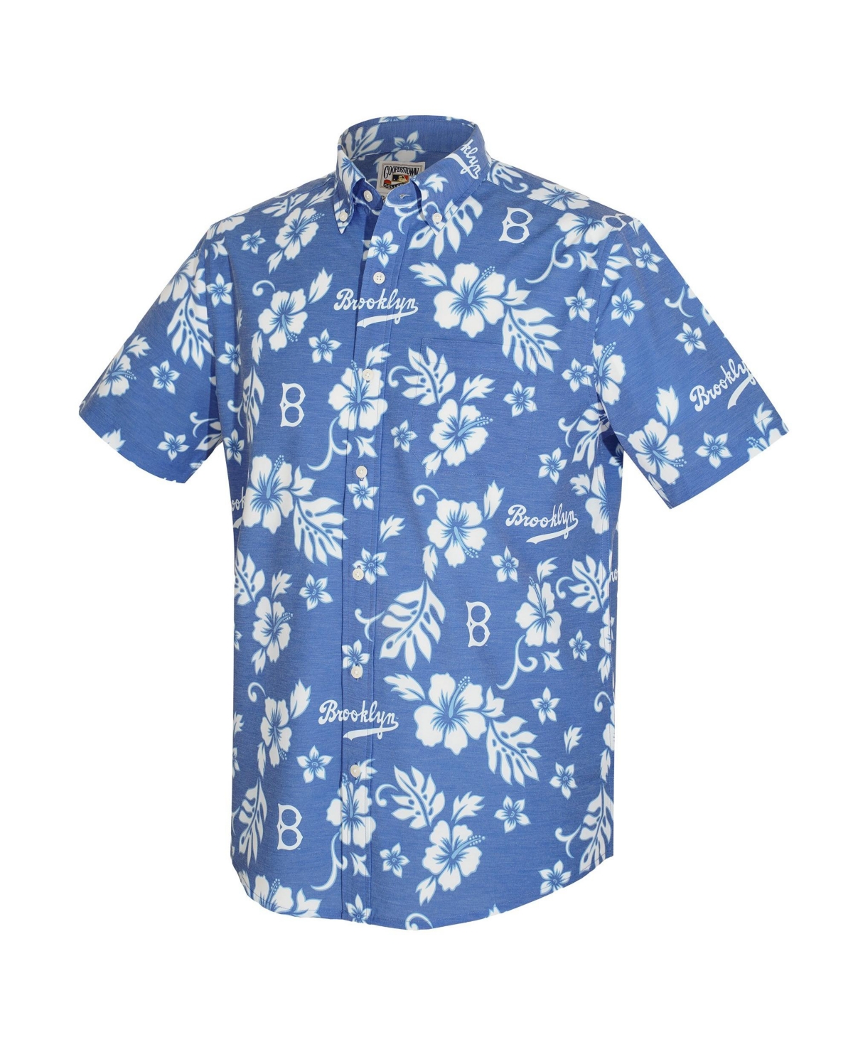 Reyn Spooner Men's Blue Brooklyn Dodgers Cooperstown Kekai Performance Button-Down Tri-Blend Shirt