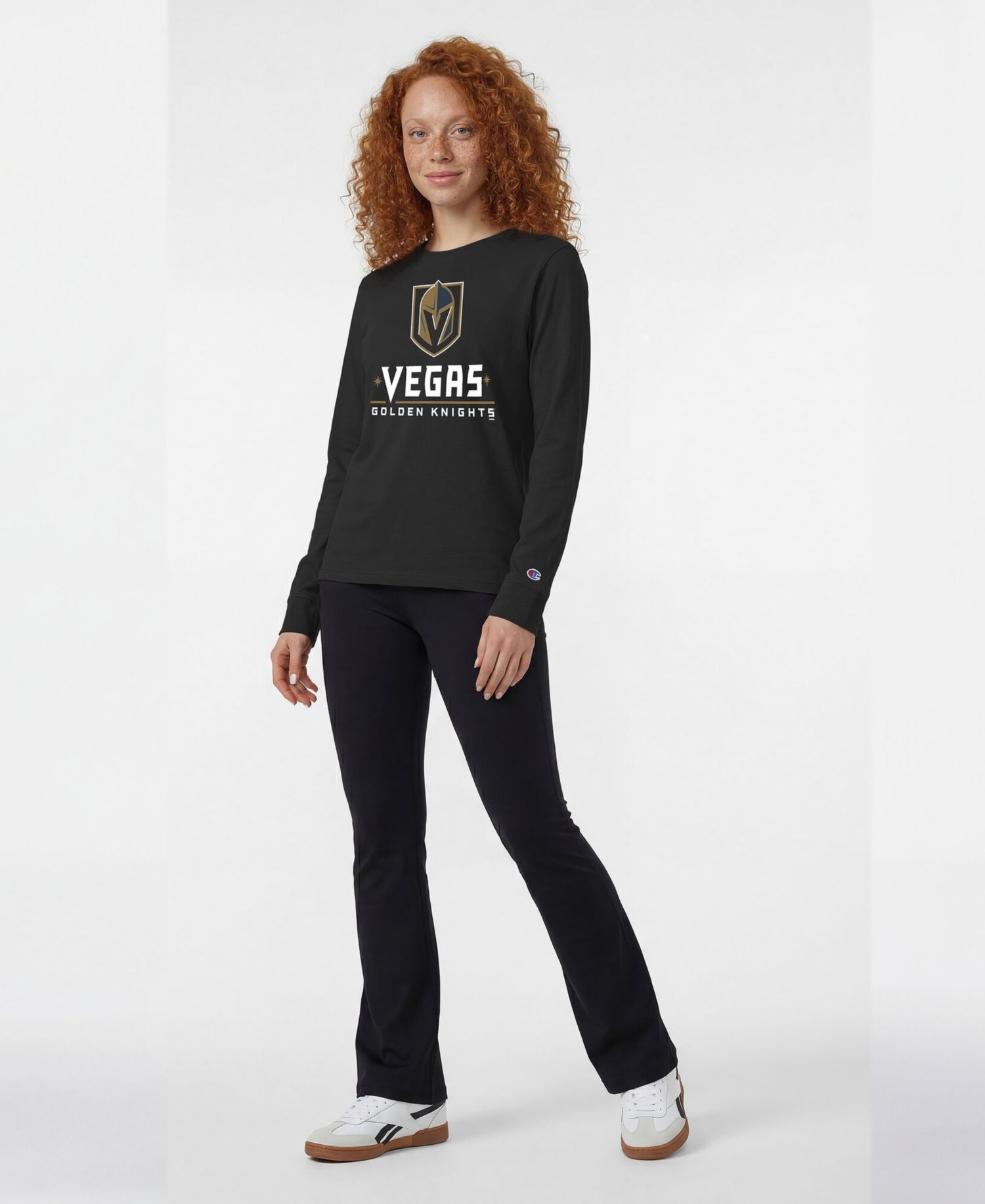 Women's Vegas Golden Knights Wordmark Lockup Long-Sleeve Crewneck T-Shirt