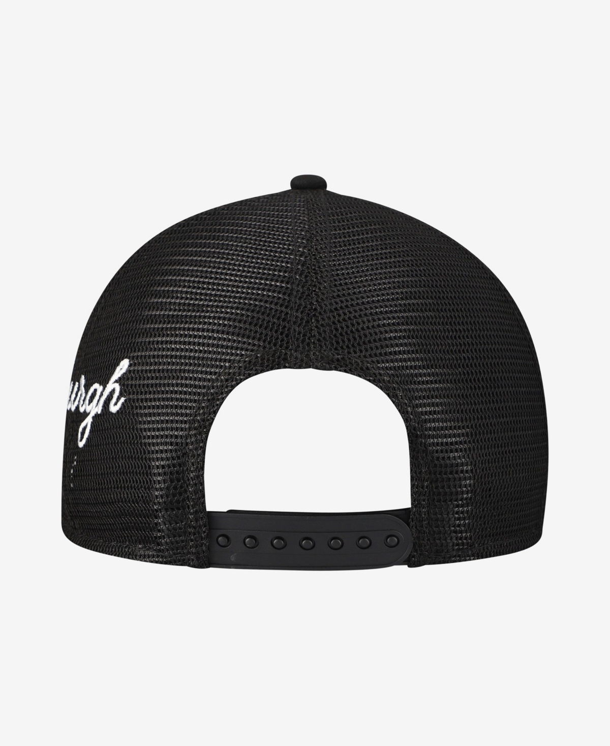 New Era Men's Black Pittsburgh Pirates Side Script 9FORTY A-Frame Trucker Adjustable Hat