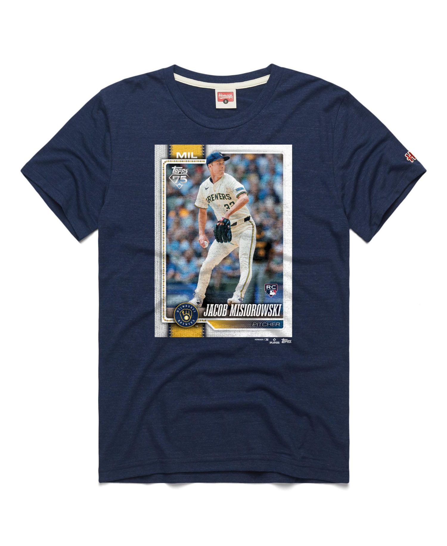 Men's Jacob Misiorowski Milwaukee Brewers Topps Baseball Card Tri-Blend T-Shirt