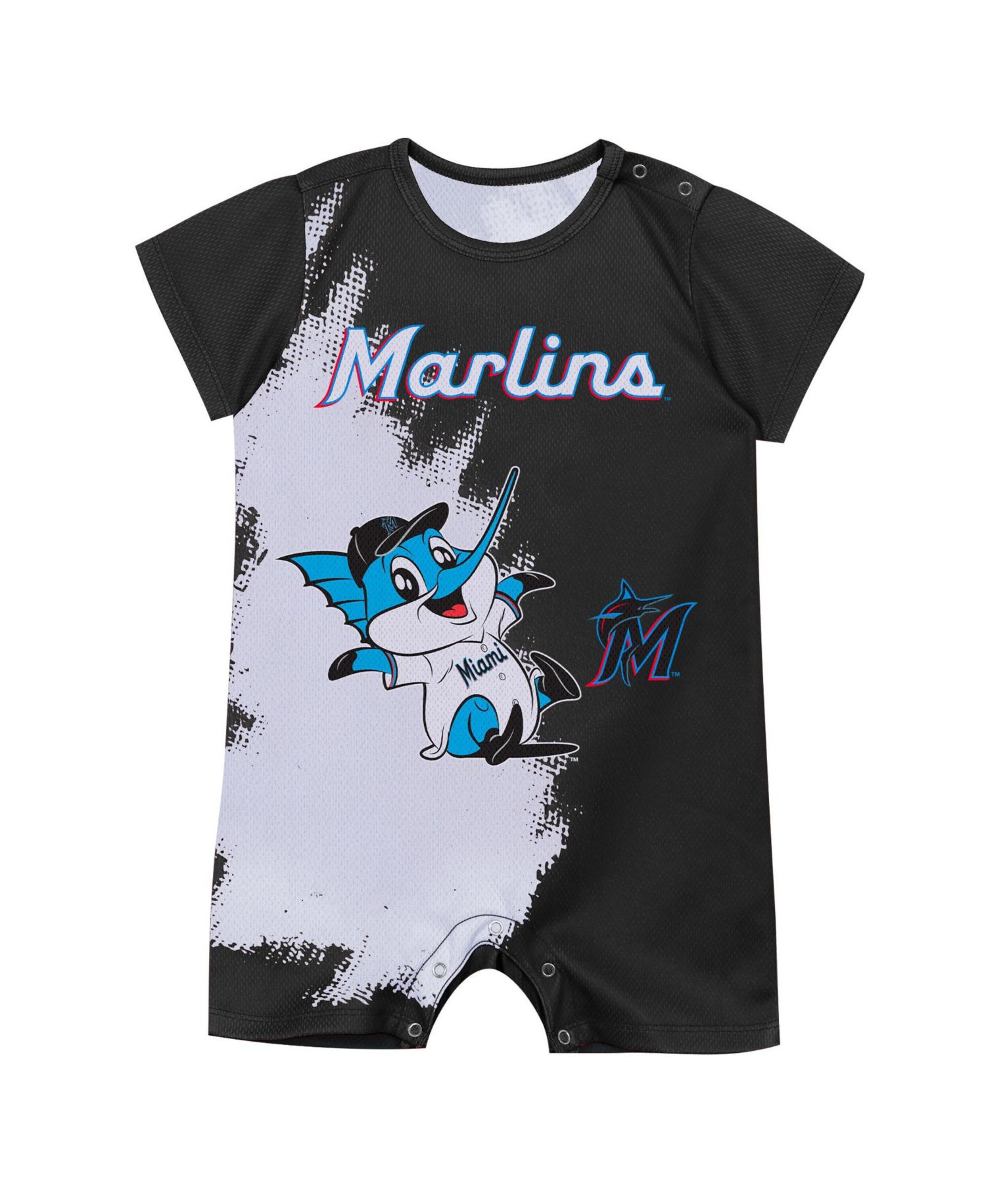 Baby Boys and Girls Black Miami Marlins Baby Mascot Bodysuit