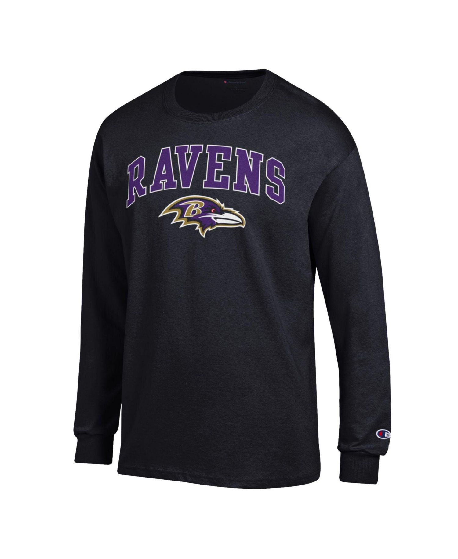 Men's Black Baltimore Ravens Arch Over Logo Long Sleeve T-Shirt