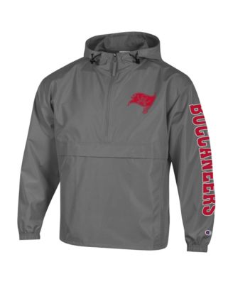Men's Pewter Tampa Bay Buccaneers Packable Hooded Windbreaker Half-Zip Jacket