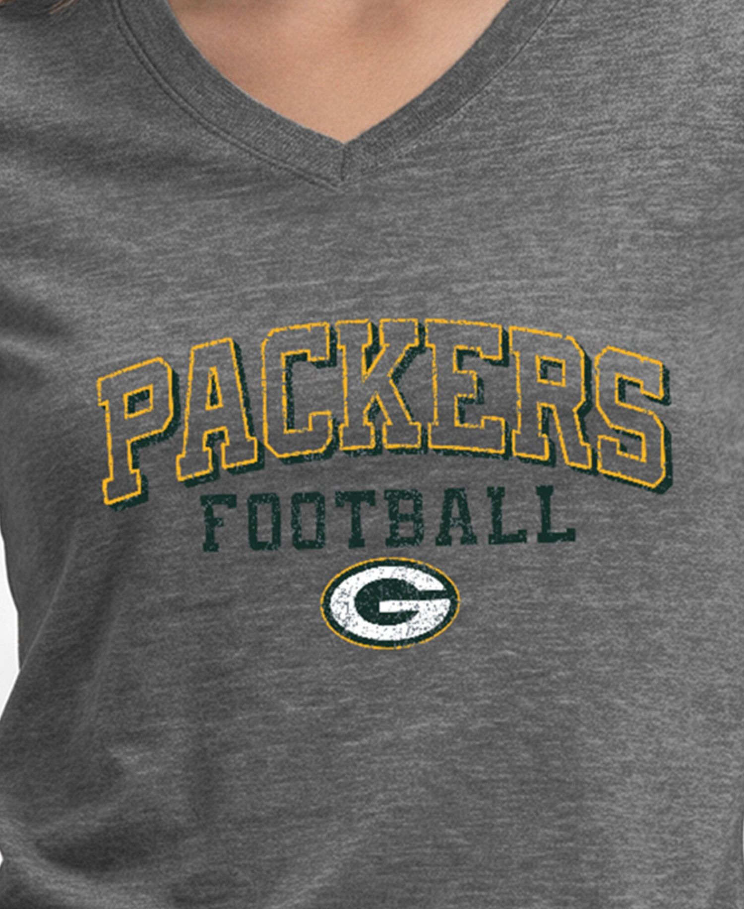 Women's Green Bay Packers Triumph Tri-Blend Distressed V-Neck T-Shirt