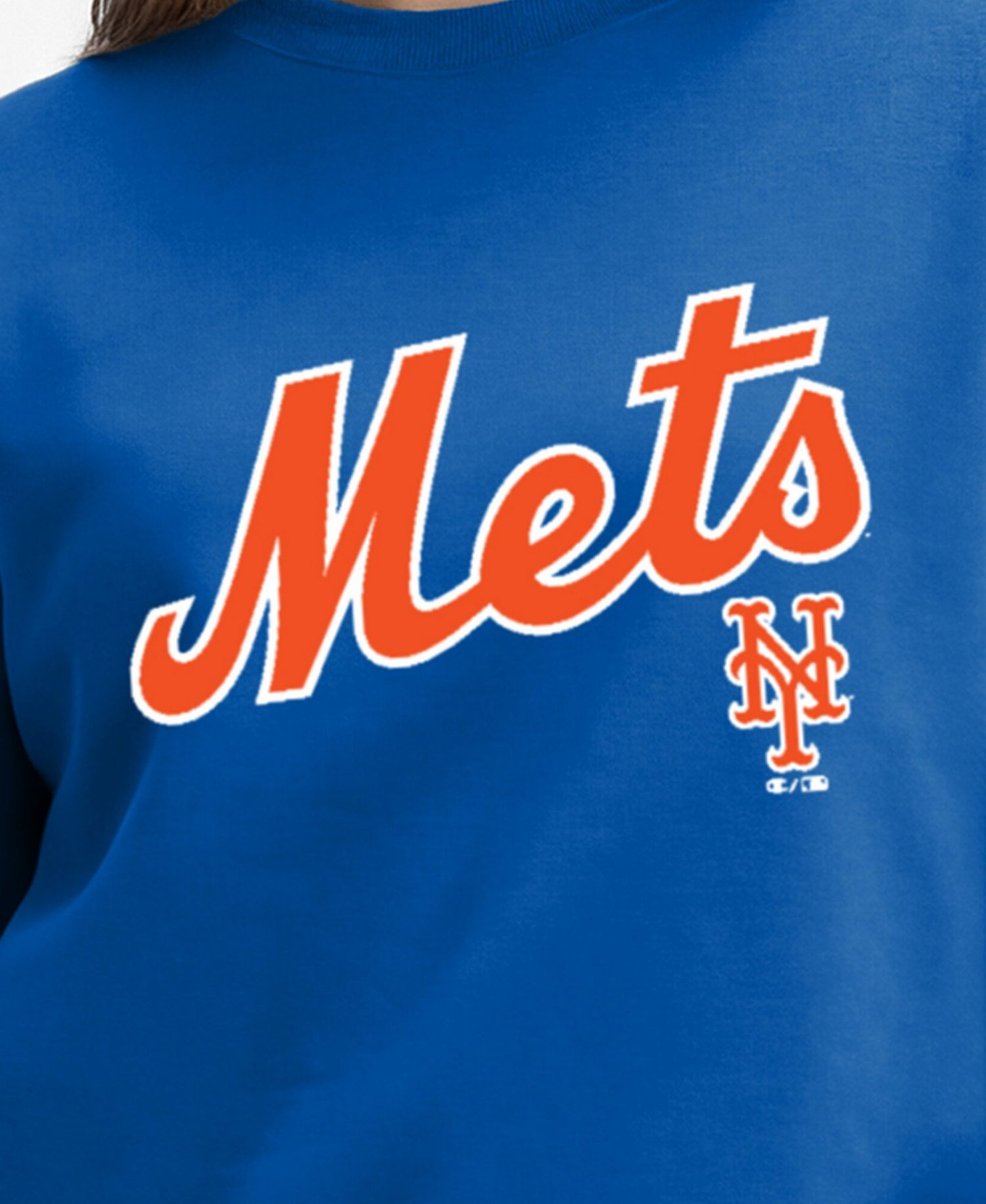 Women's New York Mets Screen Print Relaxed-Fit Sweatshirt