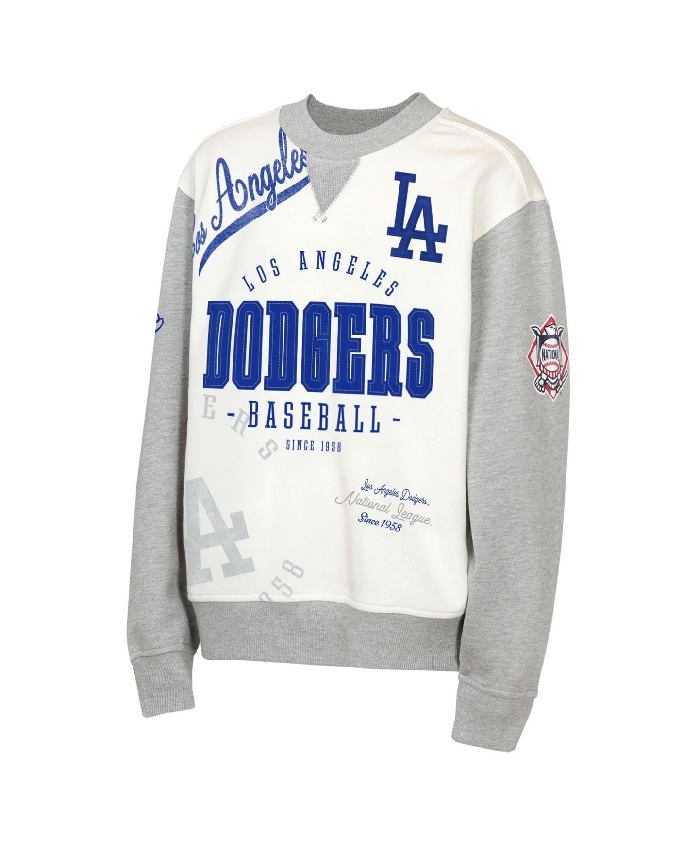 Детская толстовка Outerstuff Cream/Gray Los Angeles Dodgers Big League Power Hit Fleece — фото 3