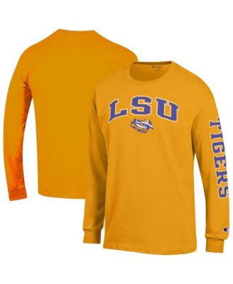 Men's LSU Tigers Arch Over Logo 2-Hit Long-Sleeve Crewneck T-Shirt