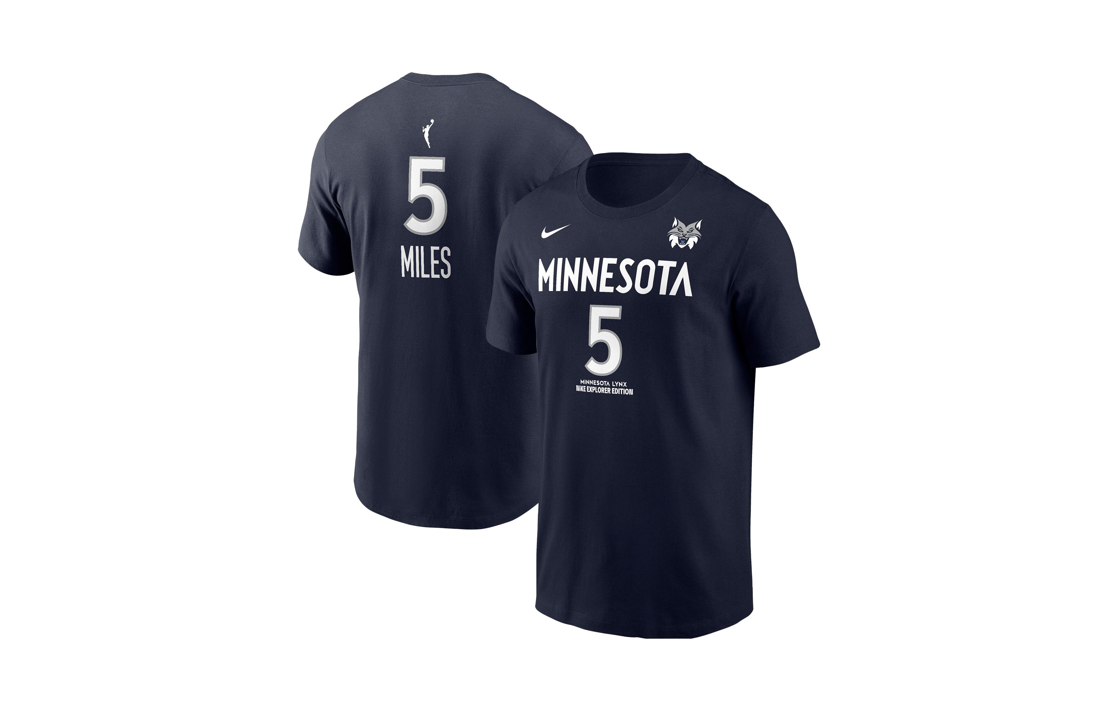 Nike Men's Minnesota Lynx Olivia Miles Explorer Edition Name & Number Screen-Print Graphics Crewneck Cotton T-Shirt